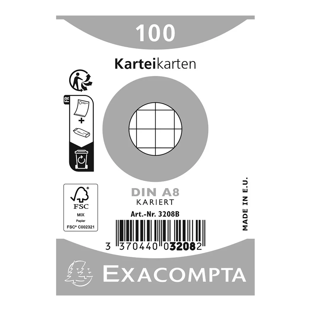 Exacompta - Karteikarten, 55X74MM, Weiss
