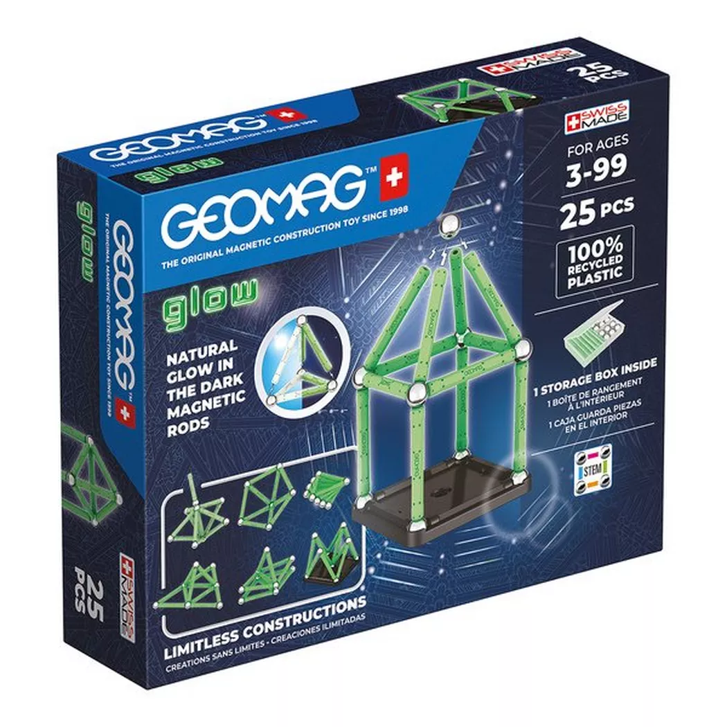 Geomag - Panels Green line Glow 25 Teile, Multicolor