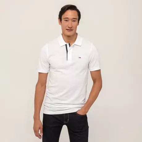 TOMMY JEANS Polo, manches courtes TJM SLIM PLACKET POLO Blanc