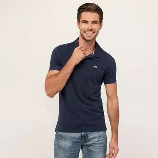 TOMMY JEANS Polo, manches courtes TJM SLIM PLACKET POLO Marine