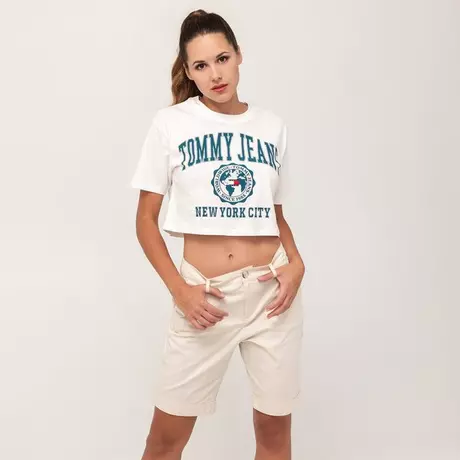 TOMMY JEANS  T-shirt, col rond, manches courtes Blanc