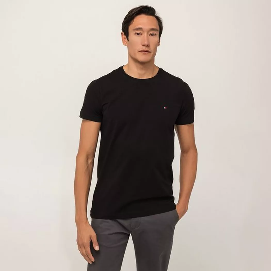 Tommy Hilfiger - T-Shirt, Slim Fit, kurzarm, für Herren, Black, Größe L
