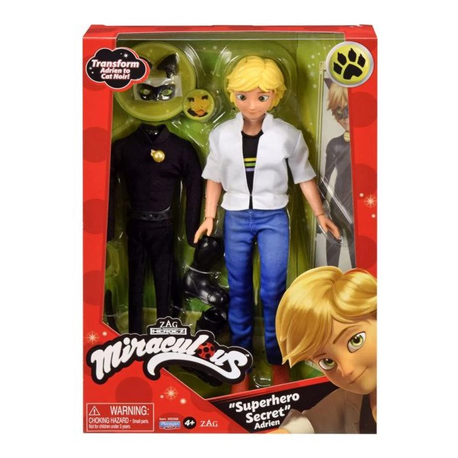 Bandai  Miraculous Cat Noir & Adrien: Fashion Doll with 2 Outfits 