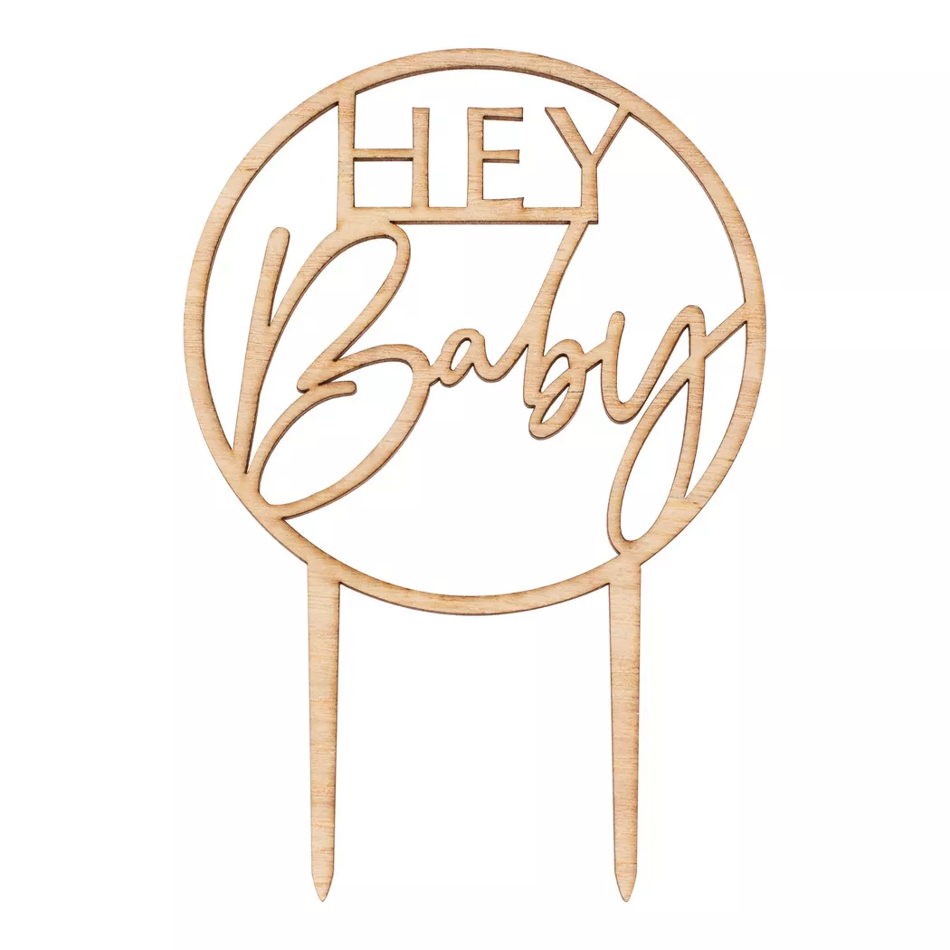 Ginger Ray - Hey Baby Cake Topper aus Holz, Multicolor
