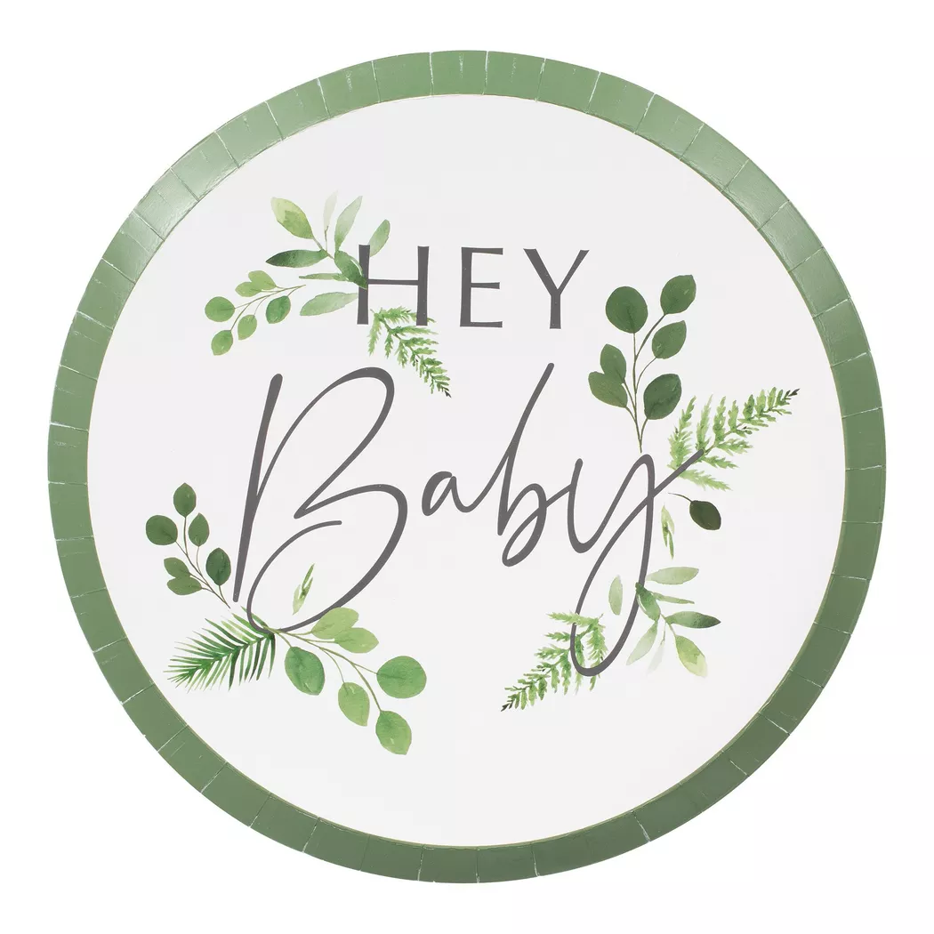 Ginger Ray - Botanischer Pappteller Hey Baby, Multicolor