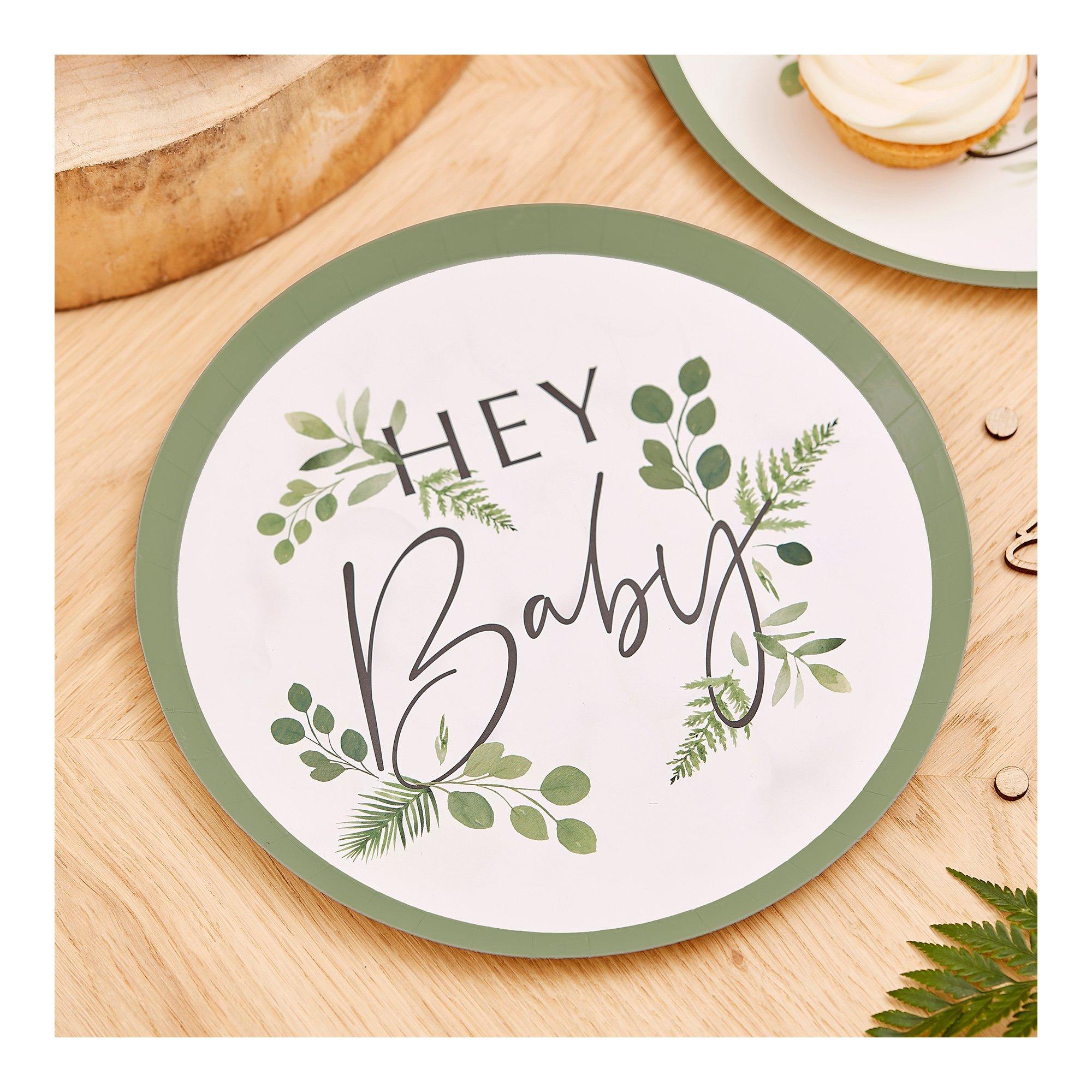 Ginger Ray  Piatto di carta botanico Hey Baby 