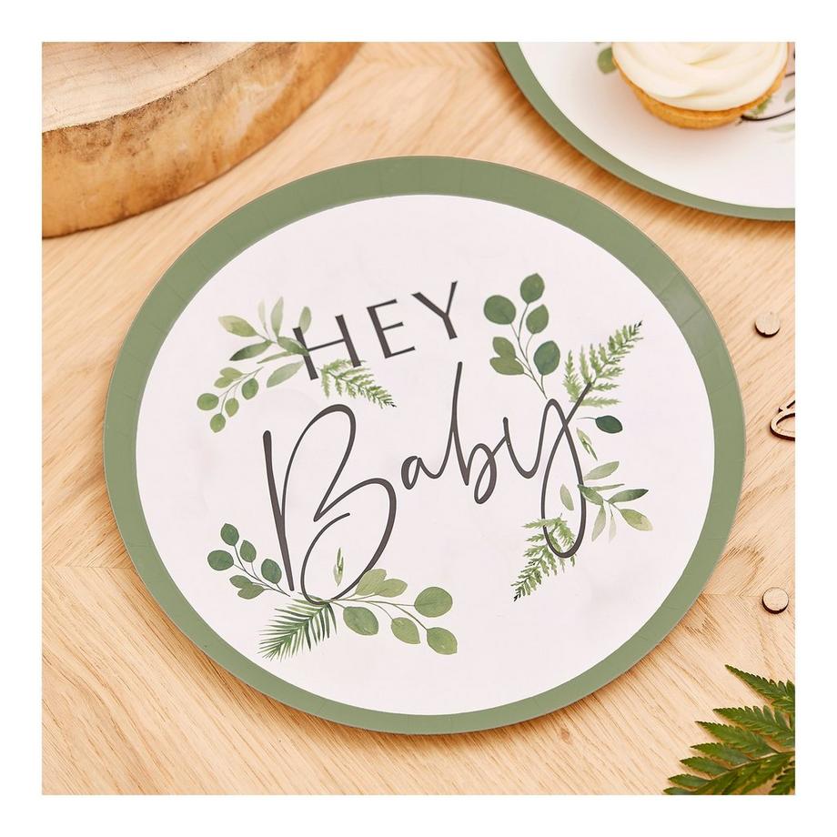 Ginger Ray  Piatto di carta botanico Hey Baby 