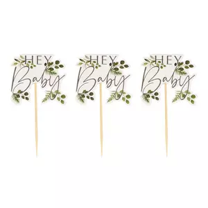 Hey Baby Botanical Cupcake Toppers