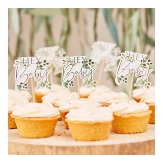 Ginger Ray  Hey Baby Botanical Cupcake Toppers 