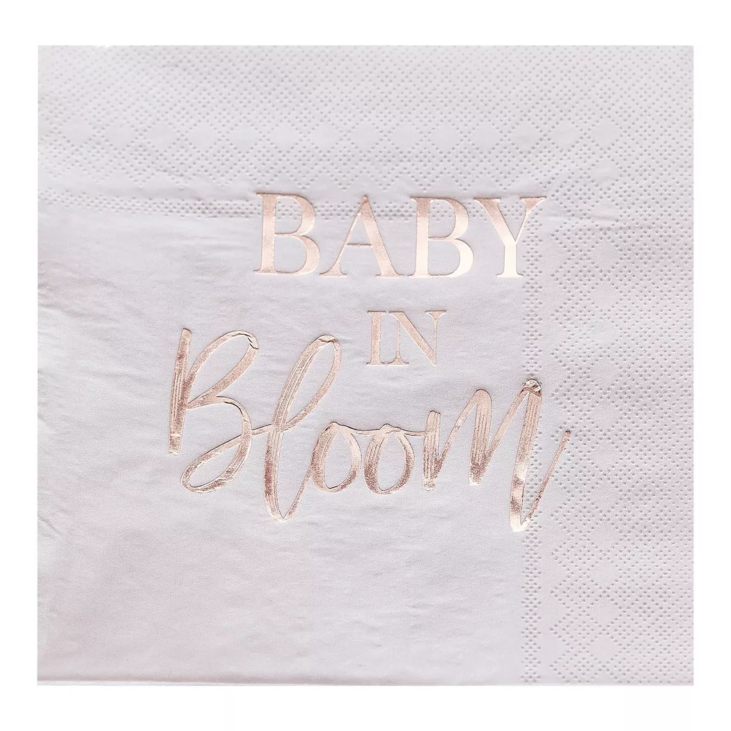 Ginger Ray - Servietten - Floral Baby in Bloom - Foliert, Multicolor