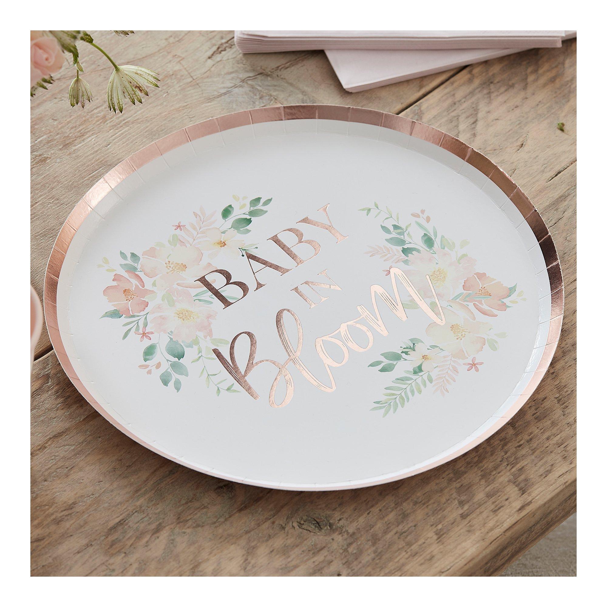 Ginger Ray  Assiette - Floral Baby in Bloom - Métallisé 