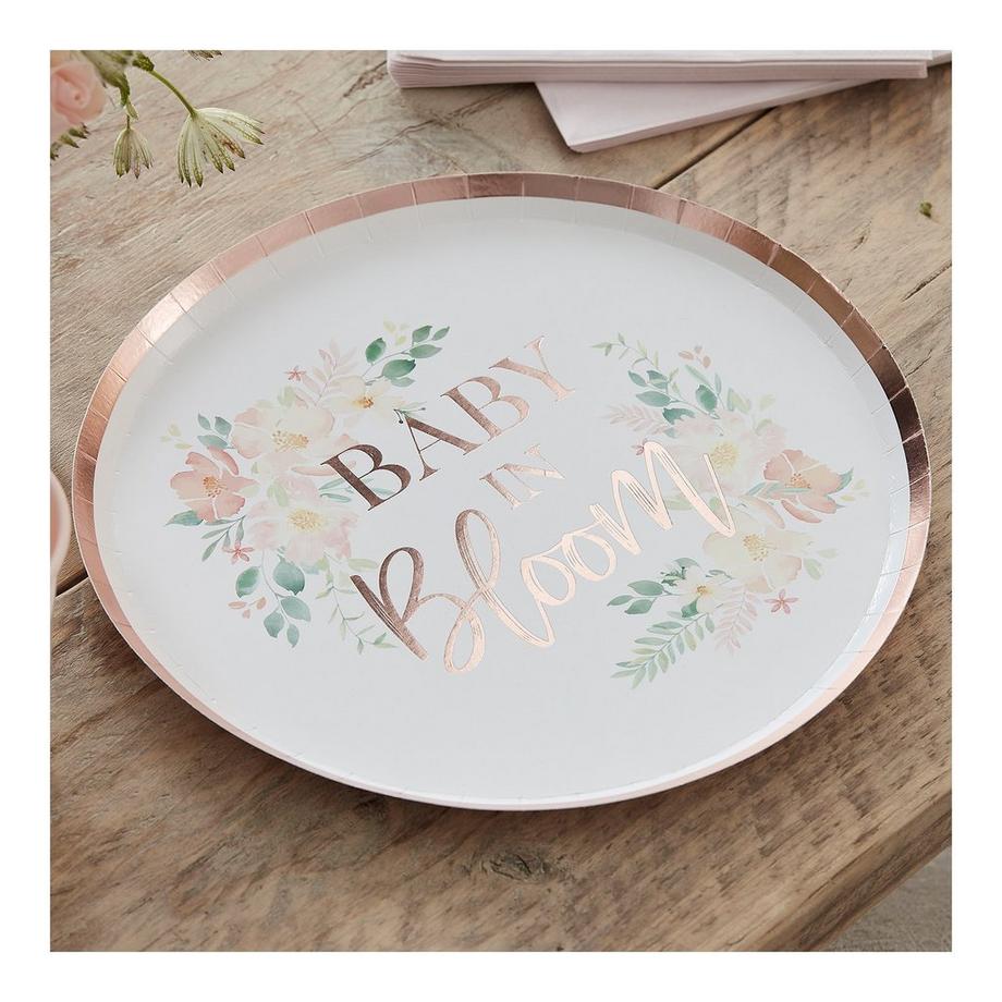 Ginger Ray  Teller - Floral Baby in Bloom - Foliert 