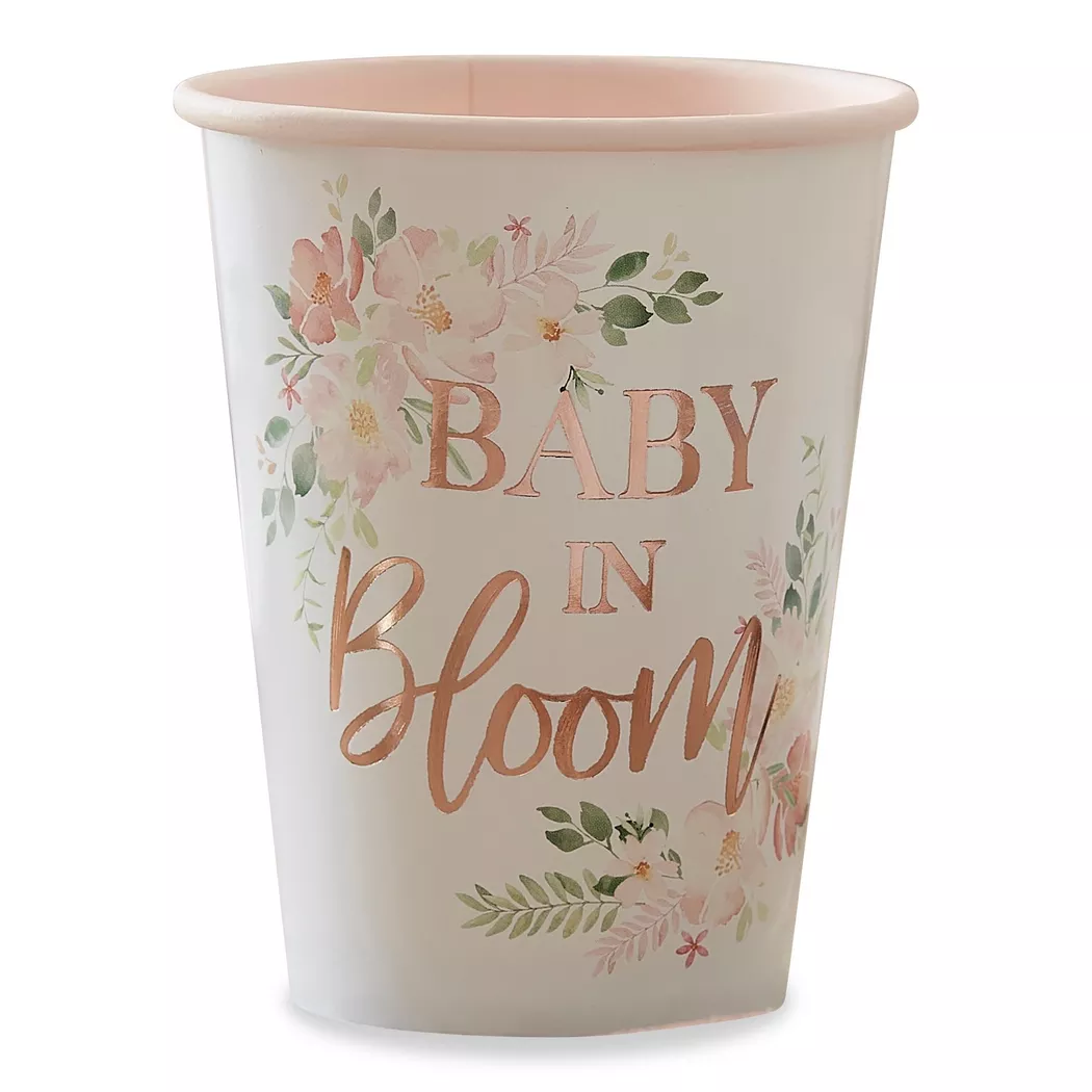 Ginger Ray - Becher - Floral Baby in Bloom - Foliert, Multicolor