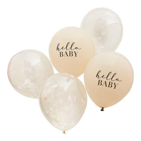 Ginger Ray Bunting Hello Tessuto Baby, Crema, Marrone