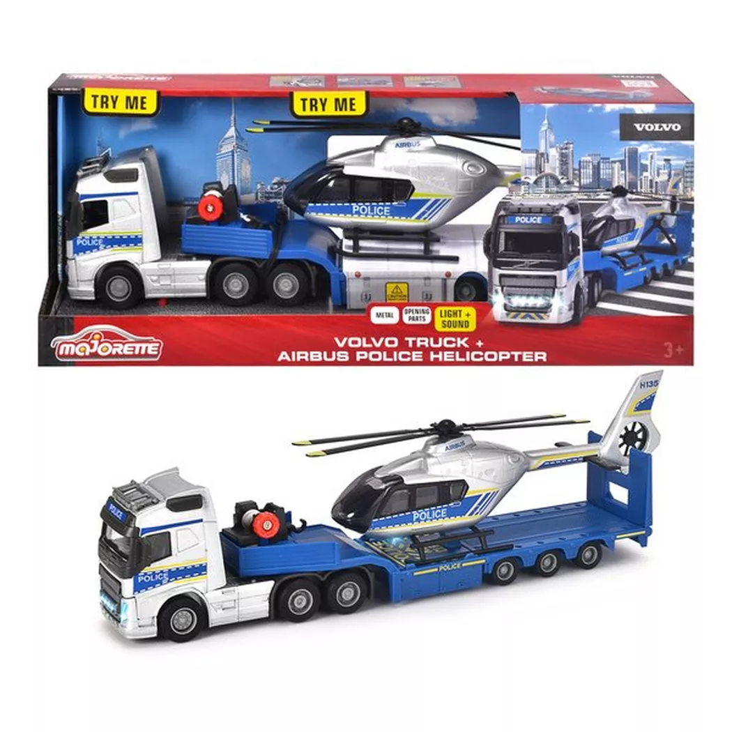 Majorette - Volvo Truck + Airbus Polizei-Hubschrauber, Multicolor