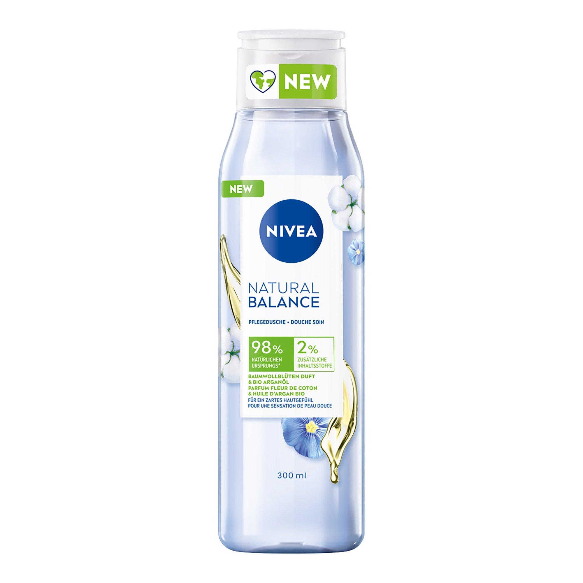 Image of NIVEA Duschgel Natural Balance Baumwollblütenduft & Bio Arganöl Pflegedusche Natural Balance Baumwollblütenduft & Bio Arganöl - 300ml