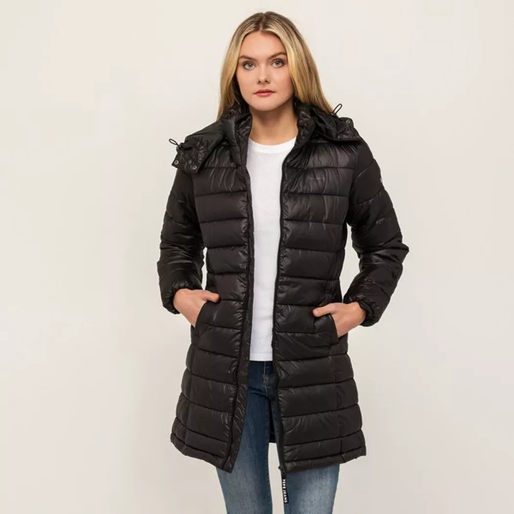 Pepe Jeans London - Midi Mantel, Wattiert, für Damen, Black, Größe S
