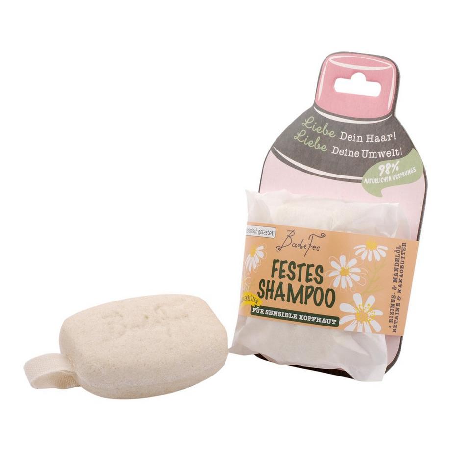 BadeFee Hairy solid shampoo
with chamomile blossoms and pomegranate extract for sensitiv "Shampoo solido con fiori di  camomilla ed estratto di melograno per cute sensibile" 