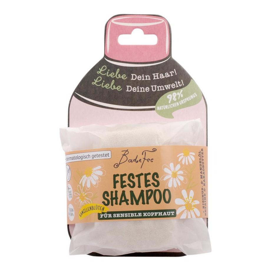 BadeFee Hairy solid shampoo
with chamomile blossoms and pomegranate extract for sensitiv "Shampoo solido con fiori di  camomilla ed estratto di melograno per cute sensibile" 