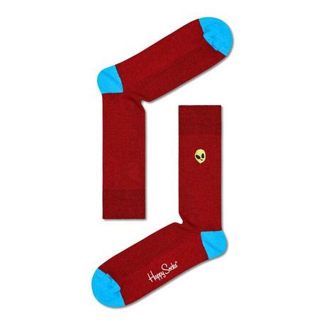 Happy Socks Ribbed Embroidery Alien Wadenlange Socken  