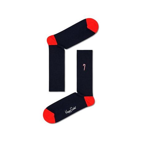 Happy Socks Ribbed Embroidery Candy Cane Crew Socken  