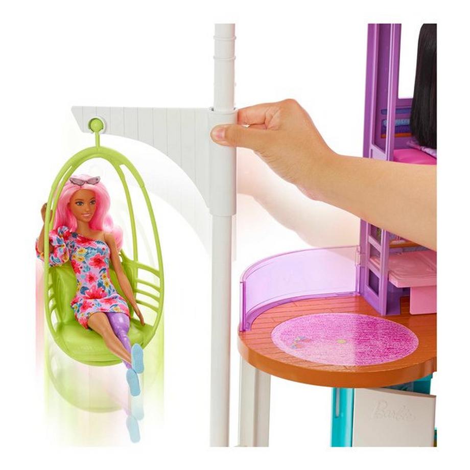 Barbie  Malibu Ferien-Haus (klappbar), Puppenhaus inkl. Möbel & Zubehör 