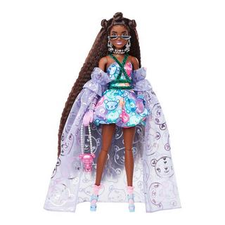 Barbie  Extra Fancy Puppe im lila Kleid mit Teddymuster 