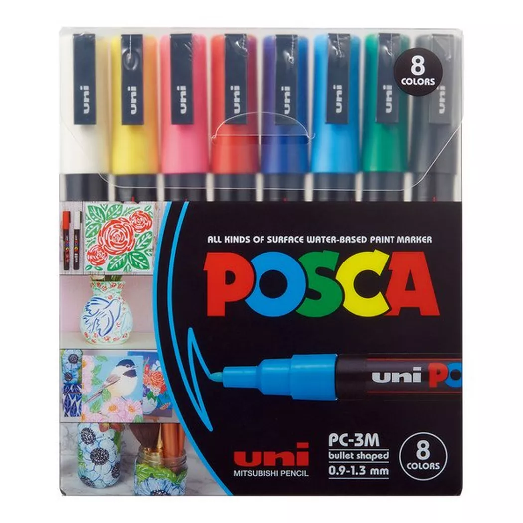POSCA Pigmentmarker PC-3M, 8er Etui, Standard