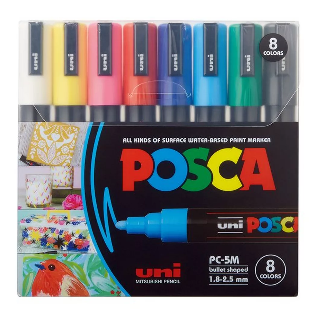 POSCA marker sæt PC-5M 8 ass. standard farver
