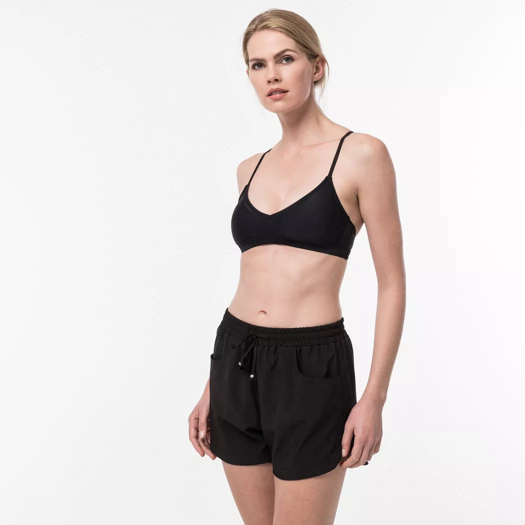 Manor Sport - Bikini-Top, Beach Cross Top Solid, M, Black