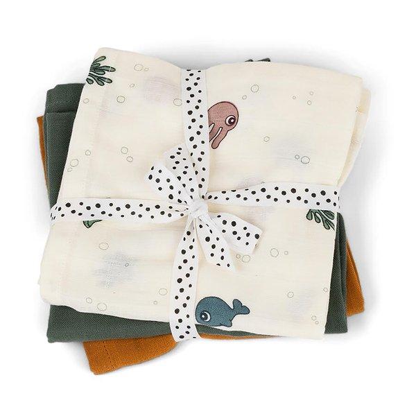 Image of Burpcloth 3pack Gots Unisex Weiss Bedruckt ONE SIZE