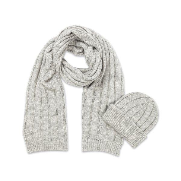 Image of Geschenk-set, Schal Und Mütze Damen Hellgrau ONE SIZE
