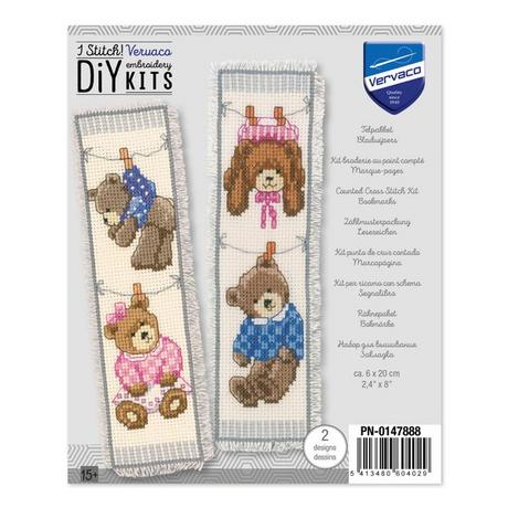 Vervaco Stickpackung Lesezeichen Geburtsbären 2er set 