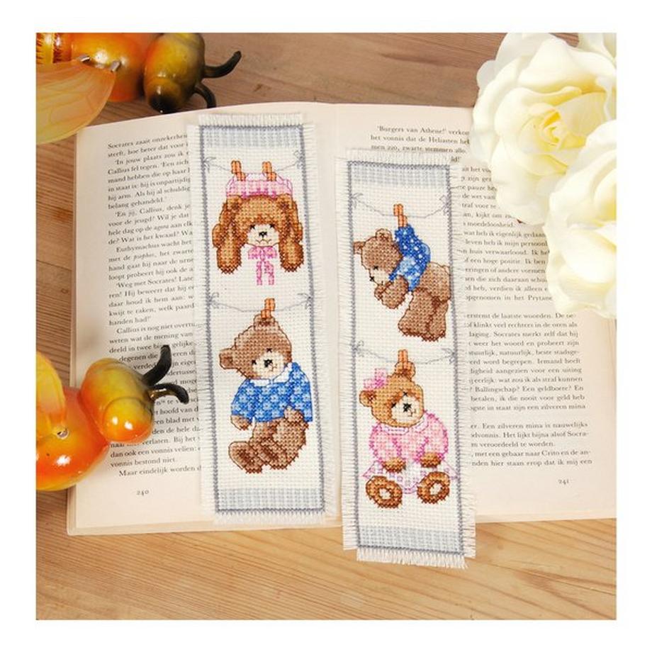 Vervaco Stickpackung Lesezeichen Geburtsbären 2er set 