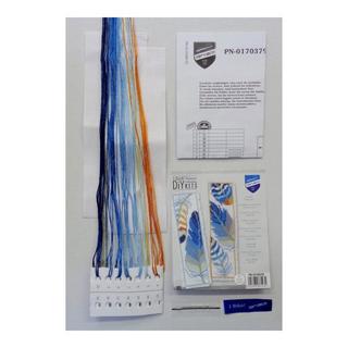 Vervaco Stickpackung Lesezeichenpackung Blaue Federn 2er Set 