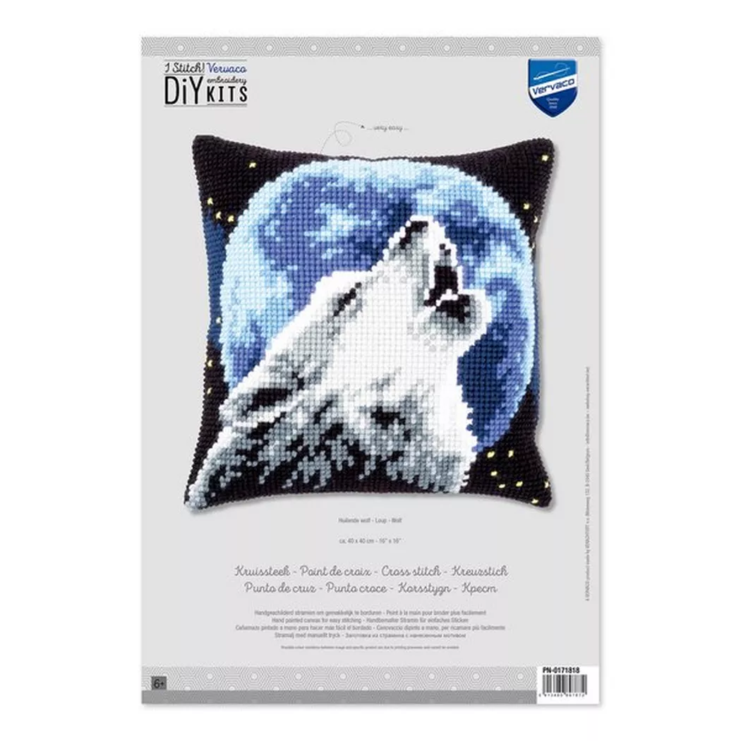 Vervaco Kreuzstichkissen Cross Stitch Cushion Black 40x40cm
