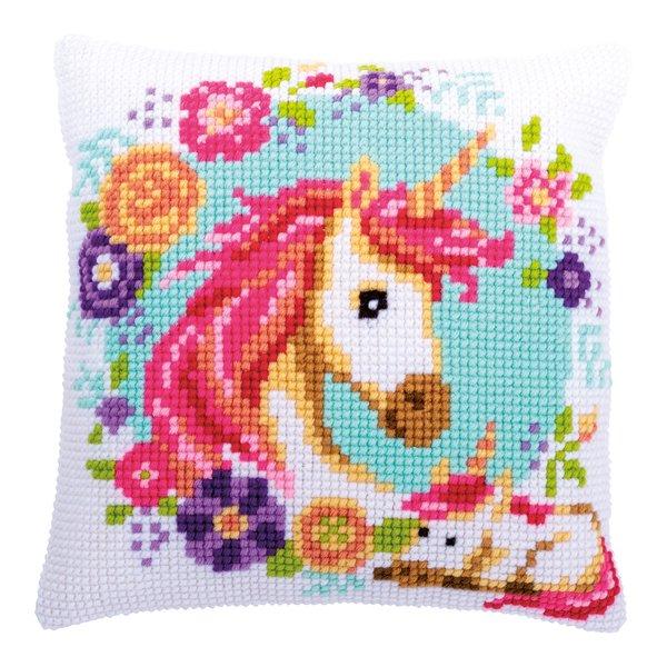 Vervaco Coussin au point de croix Maman et bébé licorne 