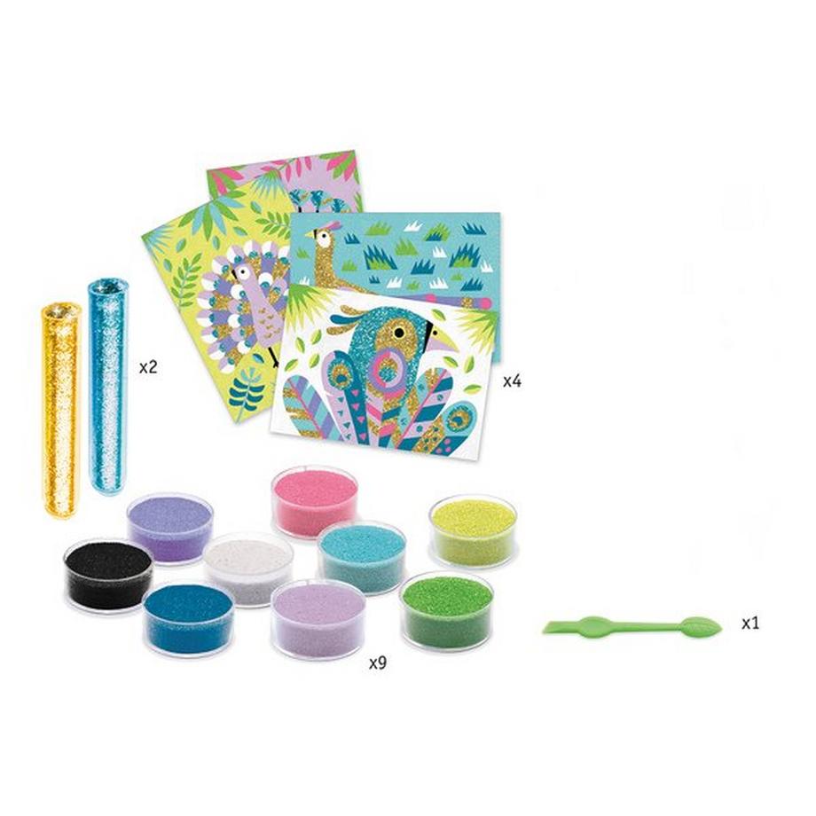 Djeco Loisirs créatifs, images en sable Colourful birds 