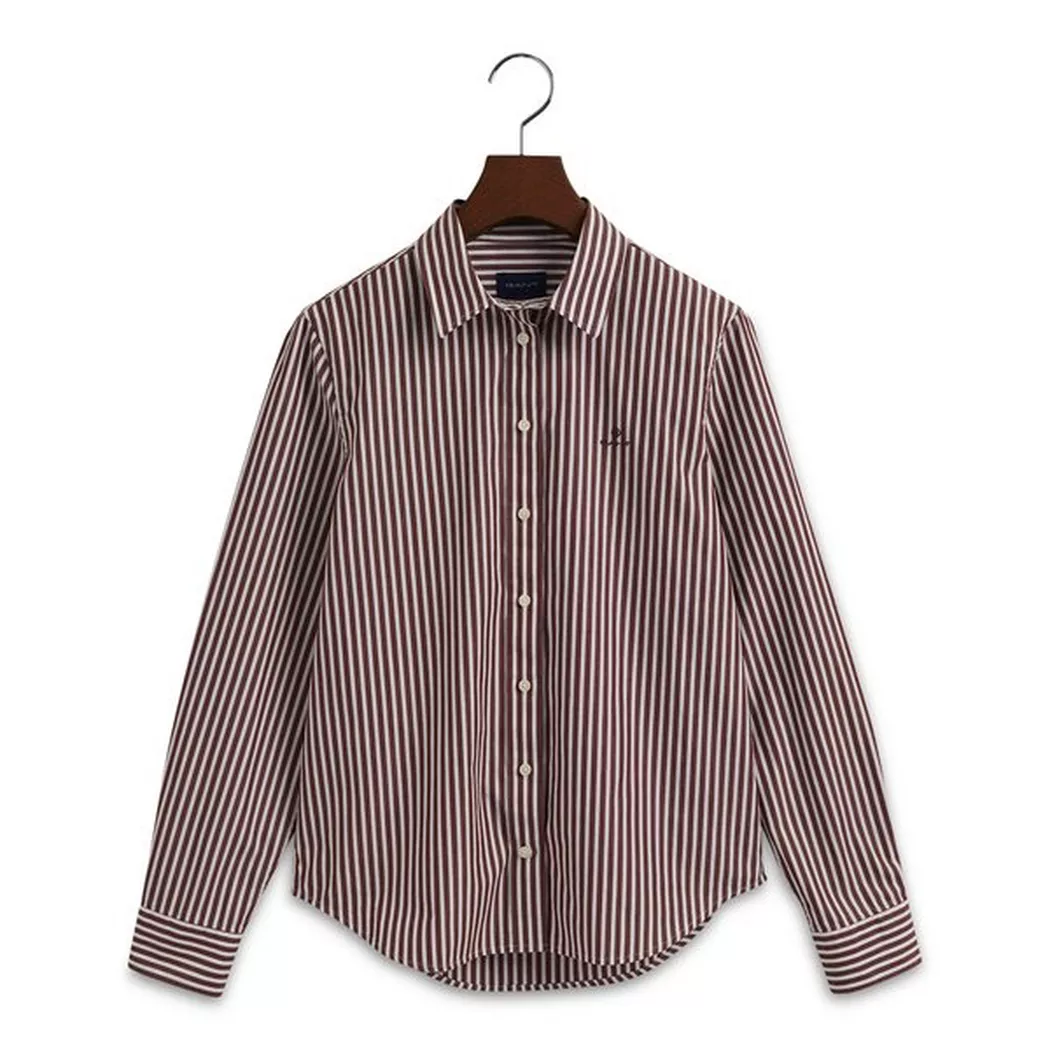 Gant - T-Shirt, Rundhals, langarm, für Damen, Braun, Größe 38