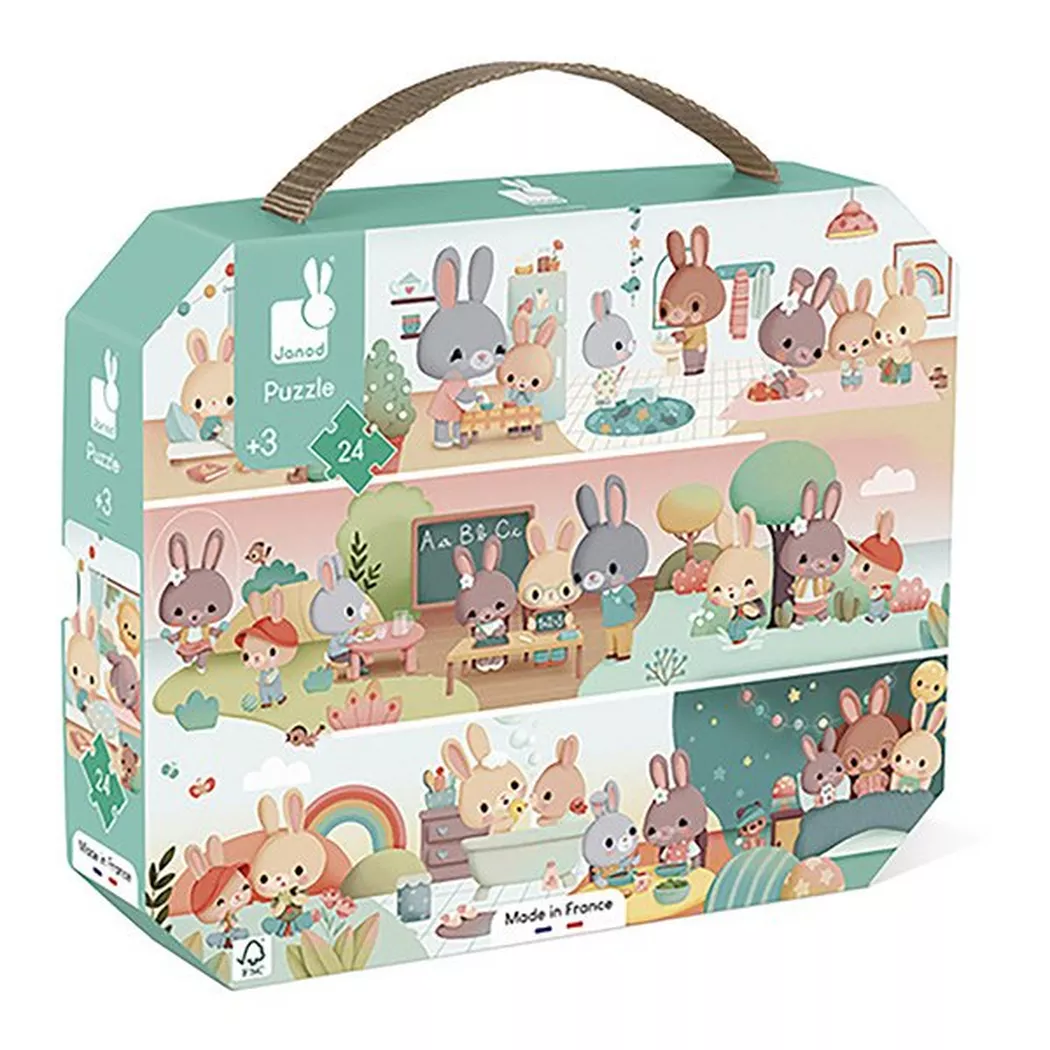 Janod - Puzzle routine quotidiana, 24 Pezzi, Multicolore