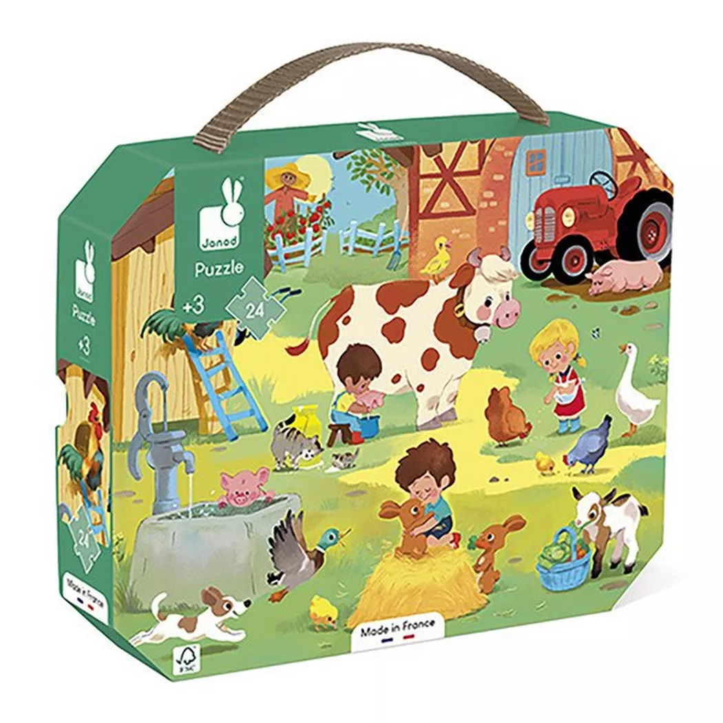 Janod - Puzzle Bauernhof, 24 Teile, Multicolor