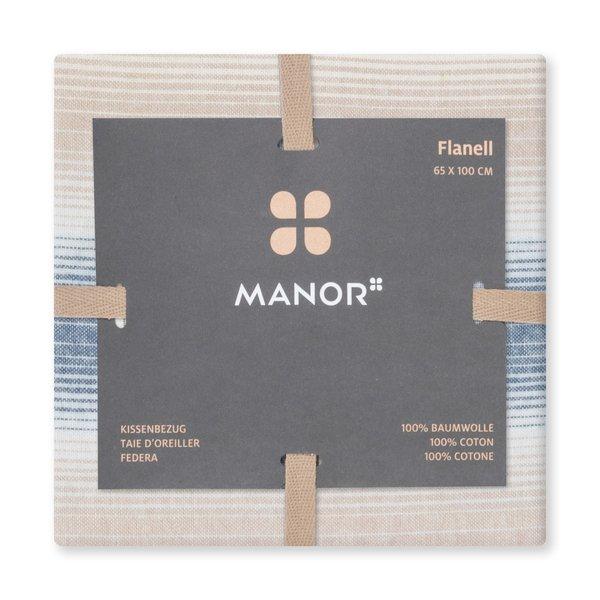Manor Fabia Taie d'oreiller en flanelle rayée  