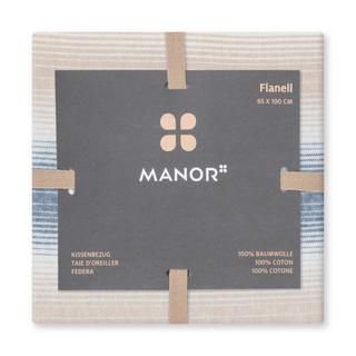 Manor Fabia Taie d'oreiller en flanelle rayée  
