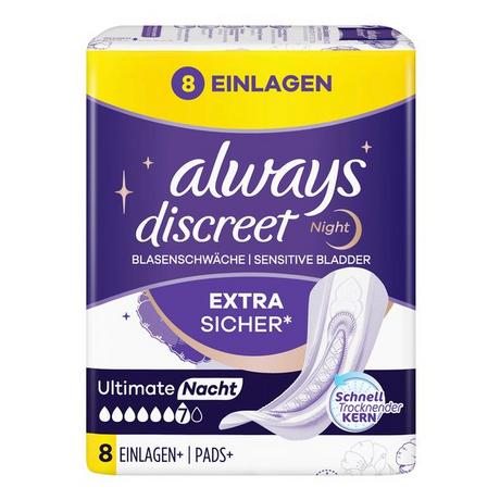 always Discreet Inkontinenz Nacht Discreet Inkontinenz-Einlagen Plus Ultimate Night 