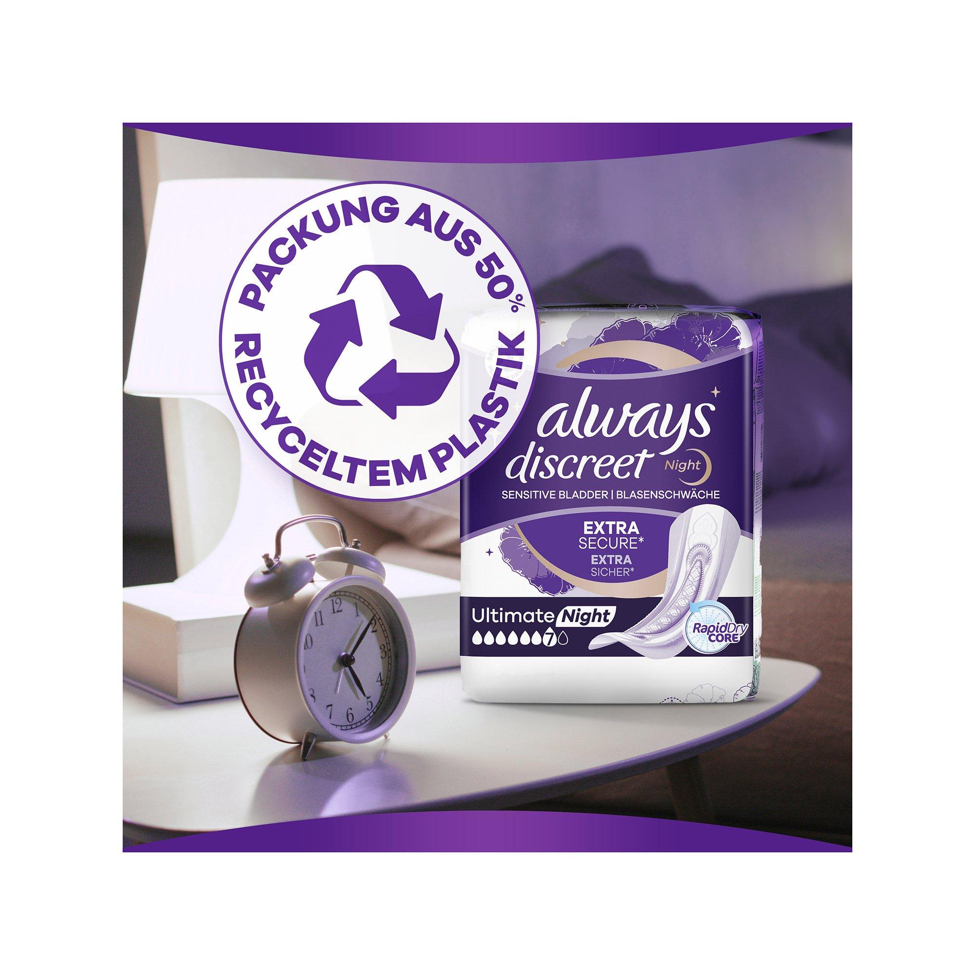 always Discreet Inkontinenz Nacht Gli Assorbenti Per Incontinenza Discreet Plus Ultimate Night 