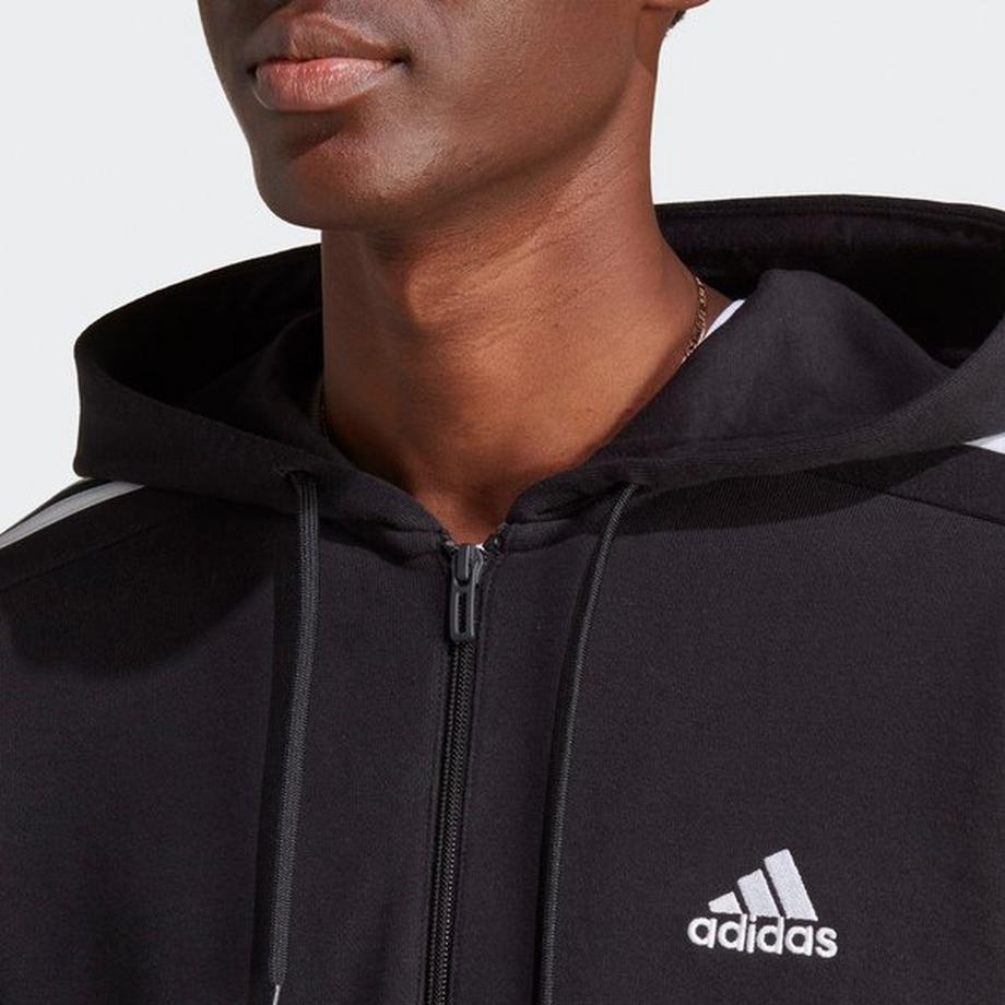 adidas 3S FT FZ HD BLACK/WHITE Sweatjacke 