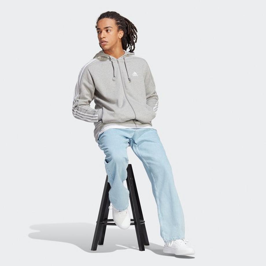 adidas 3S FT FZ HD MGREYH/WHITE Sweatjacke 