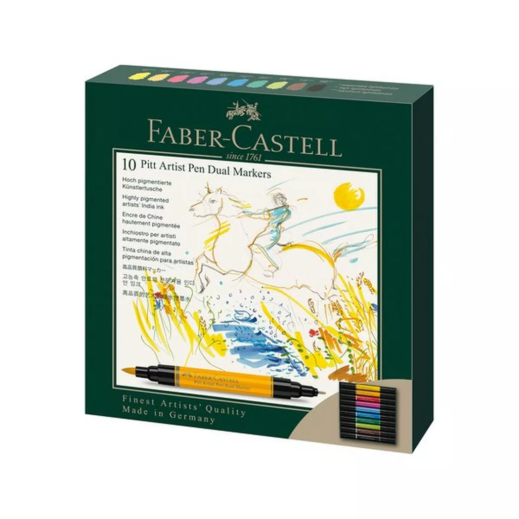Faber-Castell - Tuschestift-Set, 17.5X16.2X2CM, Zweifarbig