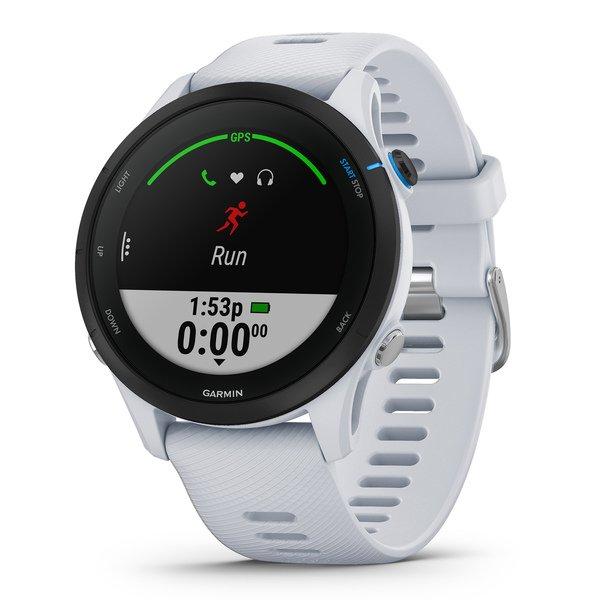 GARMIN Forerunner 255 Music, Steinweiss/schwarz Smartwatch Display 