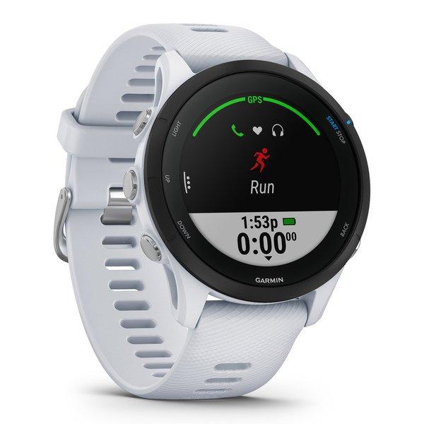 GARMIN Forerunner 255 Music, Steinweiss/schwarz Smartwatch Display 